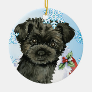 Ornement En Céramique Joyeux Howliday Affenpinscher