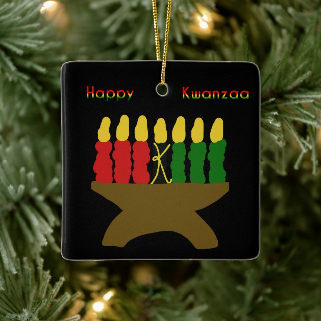 Ornement En Céramique Joyeux Kwanzaa Kinara (Arbre)