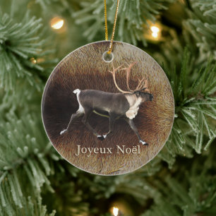 Ornement En Céramique Joyeux Noё l - Bull Caribou (Reindeer)