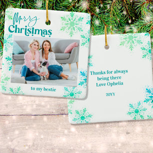 Ornement En Céramique Joyeux Noël à ma Bestie Green Photo