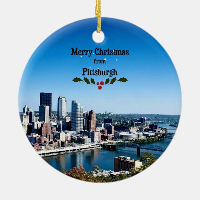 Ornement En Céramique Joyeux Noël à Pittsburgh (Dos)