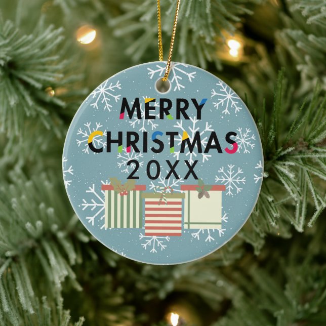 Ornement En Céramique Joyeux Noël Cadeaux Boîtes Vacances Wreath (Arbre)