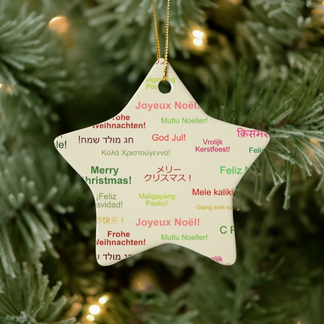 Ornement En Céramique Joyeux Noël dans différentes langues du monde (Arbre)