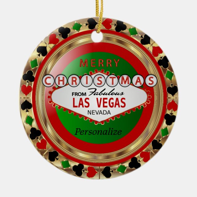Ornement En Céramique Joyeux Noël De Las Vegas (Devant)