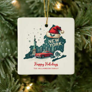 Ornement En Céramique Joyeux Noël de l'État de New York