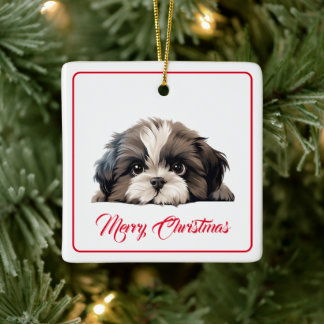 Ornement En Céramique Joyeux Noël de l'ornement en céramique de chien