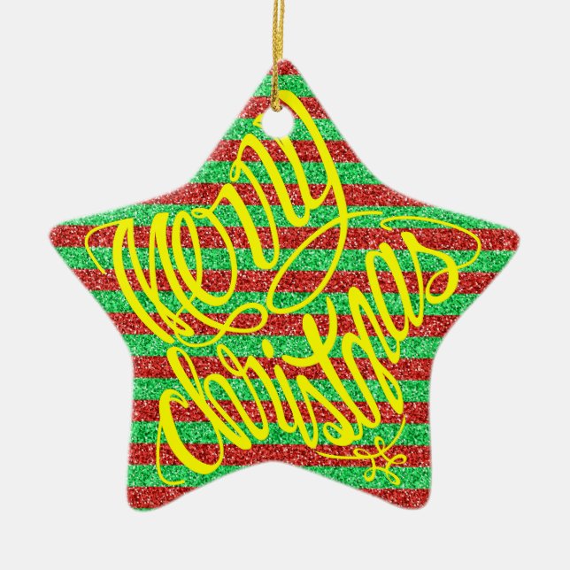 Ornement En Céramique Joyeux Noël en 8 langues et Joyeuses Fêtes (Devant)