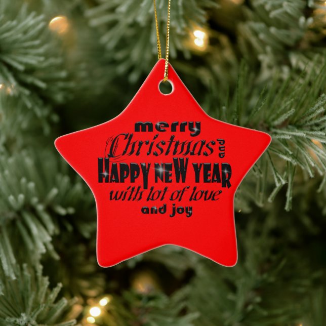 Ornement En Céramique Joyeux Noël et Bonne Année (Arbre)