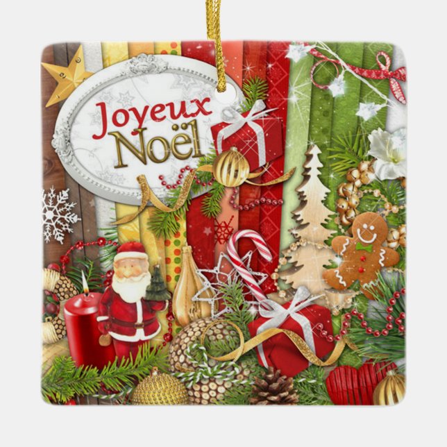Ornement En Céramique Joyeux Noel ( French Joyeux Noël ) (Devant)
