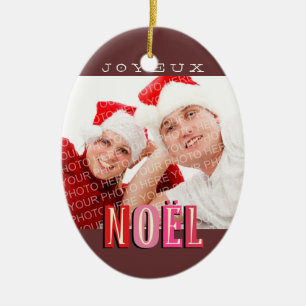 Ornement En Céramique Joyeux Noel funky rose rouge chic Noël vacances