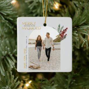 Ornement En Céramique Joyeux Noël Futurs Mariés Save The Date