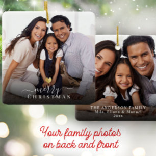 Ornement En Céramique Joyeux Noël Gold Heart Modern Script Photo