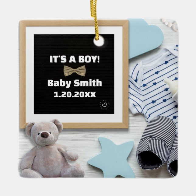 Ornement En Céramique Joyeux Noël Grand-mère C'est un garçon Grossesse R (Devant)