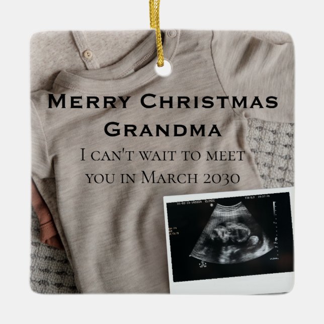 Ornement En Céramique Joyeux Noël grand-mère Ultrasound Faire-part (Devant)