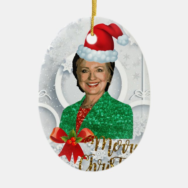 Ornement En Céramique joyeux Noël Hillary clinton (Devant)