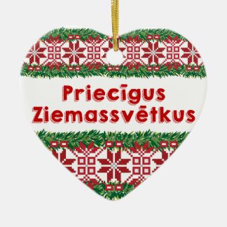 Ornement En Céramique Joyeux Noël II Priecīgus Ziemassvētkus