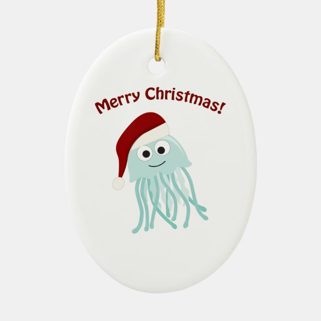 Ornement En Céramique Joyeux Noël! Méduse (Devant)