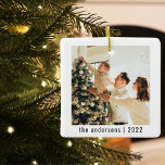 Ornement En Céramique Joyeux Noël moderne | Deux photos en céramique Nom<br><div class="desc">Joyeux Noël moderne | Deux photos</div>
