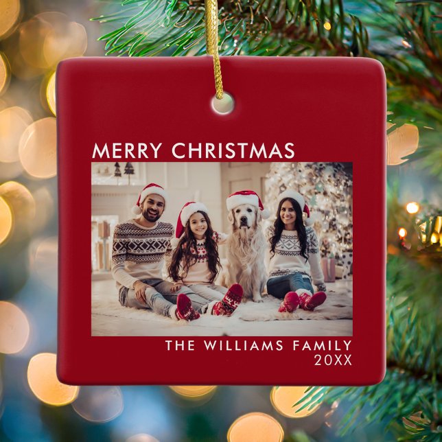 Ornement En Céramique Joyeux Noël moderne Red Holiday (Créateur téléchargé)