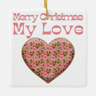 Ornement En Céramique Joyeux Noël Mon amour Blanc