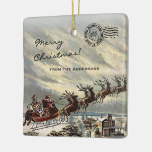 Ornement En Céramique Joyeux Noël par Père Noël Sleigh