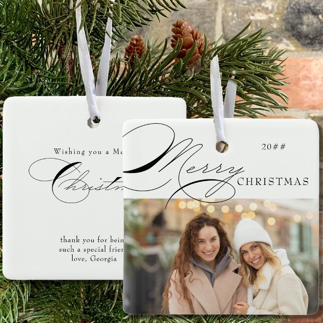 Ornement En Céramique Joyeux Noël photo et élégante calligraphie (Créateur téléchargé)