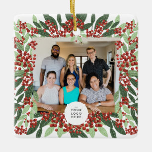 Ornement En Céramique Joyeux Noël Photo Logo personnalisé Entreprise