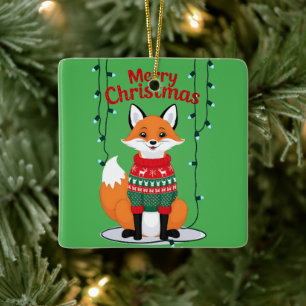 Ornement En Céramique Joyeux Noël, Renard !