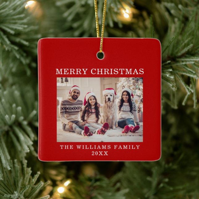 Ornement En Céramique Joyeux Noël Simple Fête Rouge (Arbre)