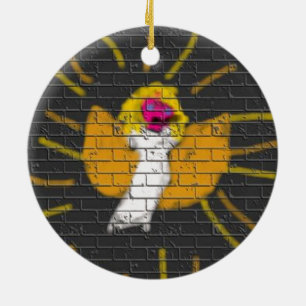 Ornement En Céramique Joyeux Noël Sun Moon Angel, Art by Kids :)