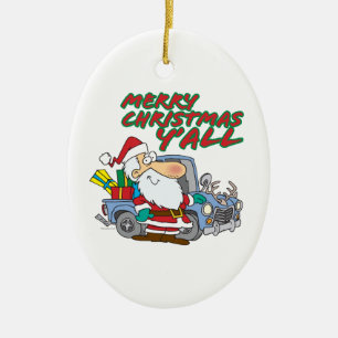 Ornement En Céramique joyeux noël yall redneck père Noël