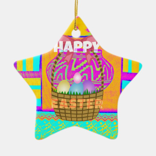 Ornement En Céramique Joyeux Pâques. Restez béni comme toujours (Devant)