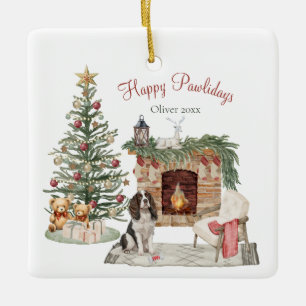 Ornement En Céramique Joyeux Pawlidays Design de Chien - Springer Spanie