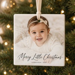 Ornement En Céramique Joyeux petit Noël Photo de bébé personnalisée