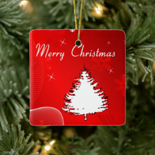 Ornement En Céramique Joyeux sapin blanc de Noël