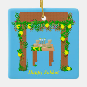 Ornement En Céramique Joyeux Sukkot, Personnalisé