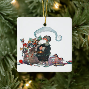 Ornement En Céramique Joyeux Vieux Elfe de Noël, Jessie Willcox Smith