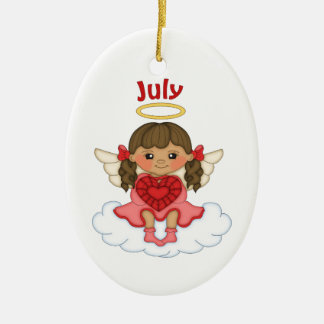 Ornement En Céramique Juillet Birthstone Angel Brunette
