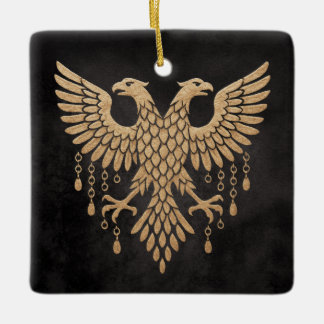 Ornement En Céramique Jumeau Doré Corbeau Mythologie Nordique Noir