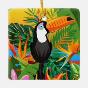 Ornement En Céramique Jungle tropicale Toucan colorée