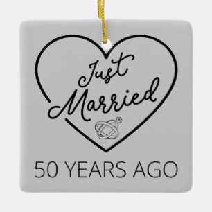 Ornement En Céramique Just Married 50 Years Ago III