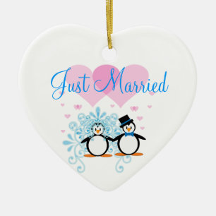 Ornement En Céramique Just Married - Personnalisable