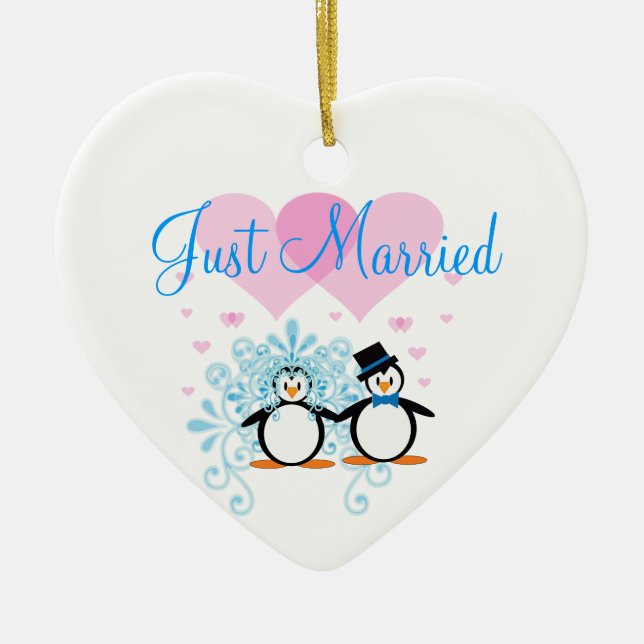 Ornement En Céramique Just Married - Personnalisable (Devant)