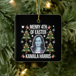 Ornement En Céramique Kamala Harris Noël Santa Joyeux 4ème de Pâques