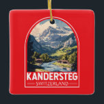 Ornement En Céramique Kandersteg Suisse Travel Art Emblem<br><div class="desc">Kandersteg rétro design de voyage vectoriel. Kandersteg est un village de haute altitude dans la région bernoise de l'Oberland en Suisse. Des sentiers,  comme l'Allmenalp difficile,  et un téléphérique se dirigent vers l'est jusqu'au lac Oeschinen.</div>