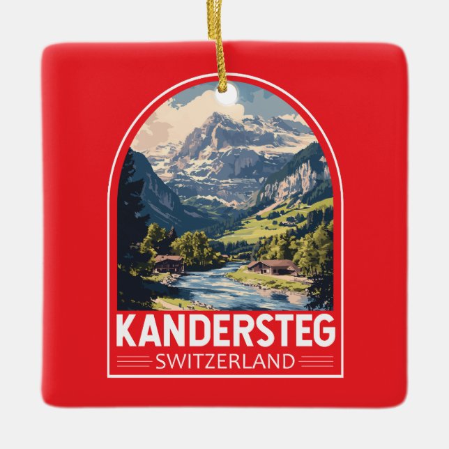 Ornement En Céramique Kandersteg Suisse Travel Art Emblem (Devant)