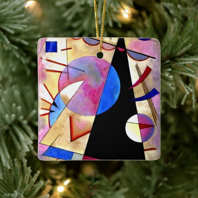 Ornement En Céramique Kandinsky - Cubisme Abstrait avec rose et blues (Arbre)