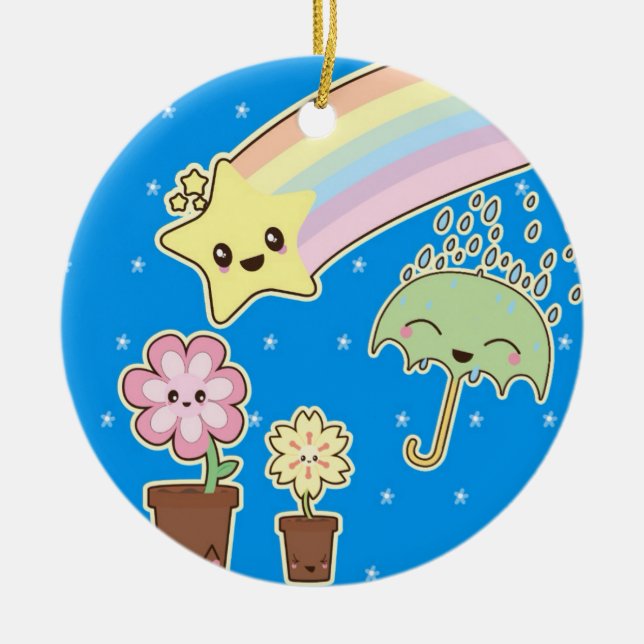 Ornement En Céramique Kawaii météo jardin si mignon motif girly (Devant)