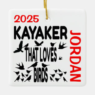 Ornement En Céramique Kayaker aime les oiseaux PERSONNALISÉ