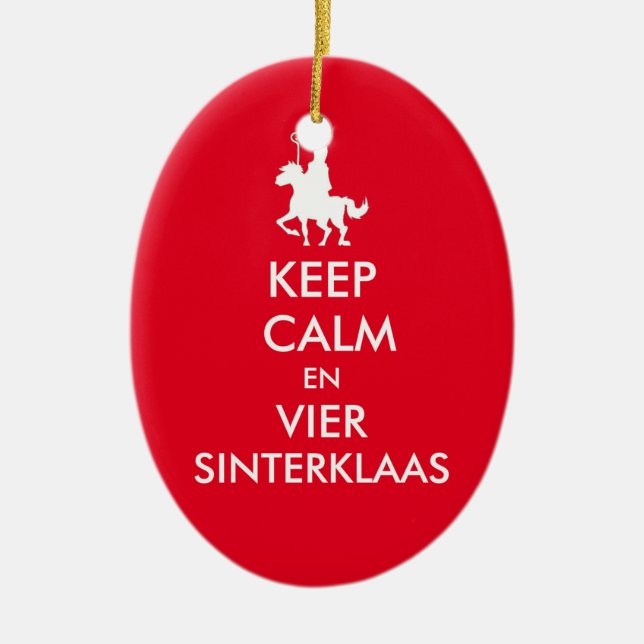 Ornement En Céramique Keep Calm et Quatre Saint Nicolas Ornament (Devant)